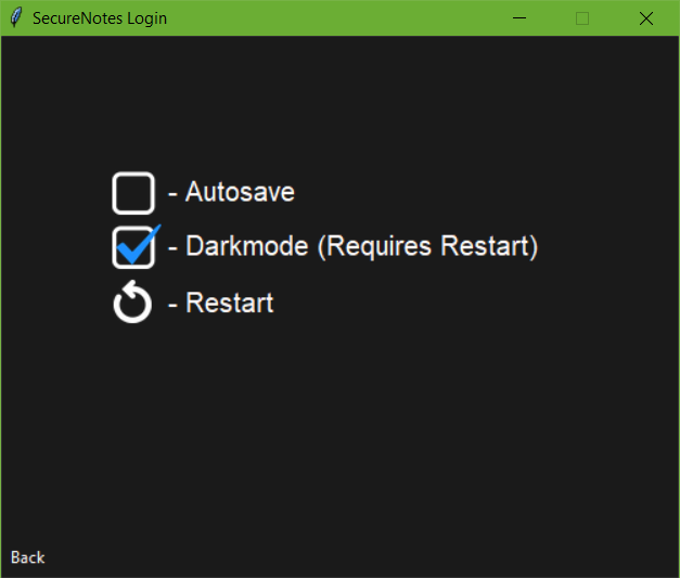 Settings Menu